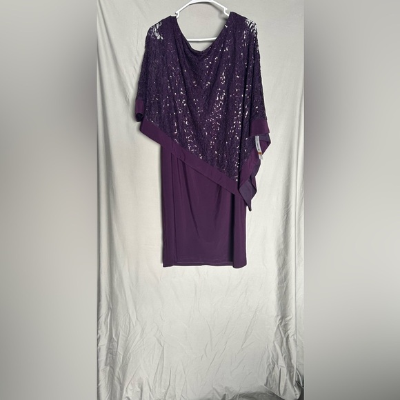 R&M Richards Knee-Length Dress and Sequined Poncho Set - Plus - Picture 3 of 6